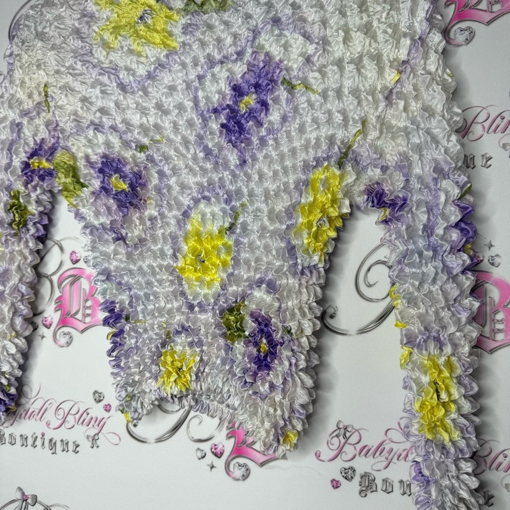 Bubble top 2000s y2k floral stretchy one size fits all iconic lavender lilac - Picture 8 of 10